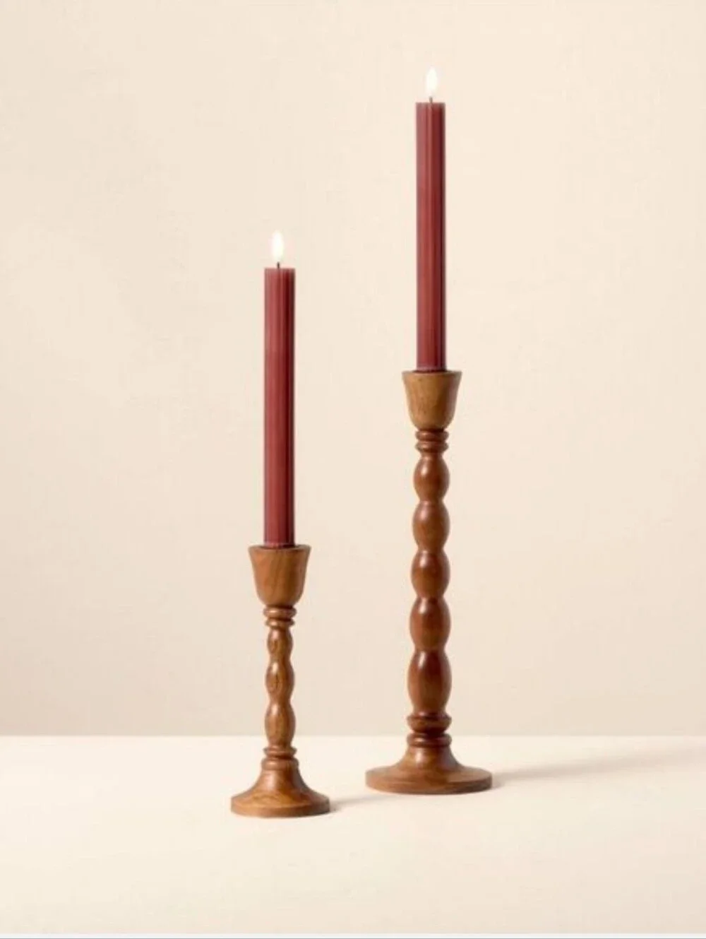Hearth & Hand Set Of 2 Wood Candlesticks